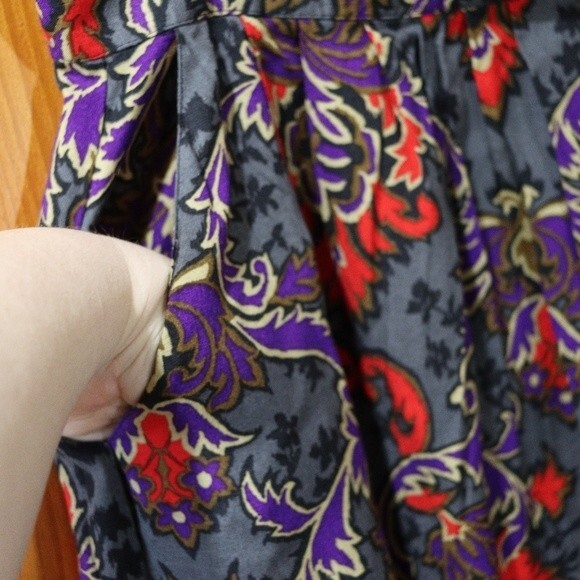 Vintage Midi Skirt Adam Yves Colorful Floral Gray Skirt 18 - Picture 7 of 11